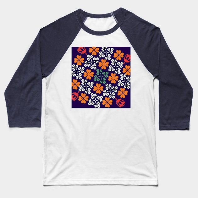 Flower blooming pattern Baseball T-Shirt by Danwpap2